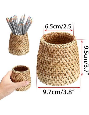 Organizador de Escritorio BTSKY 3 Pack Ratan Hecho a Mano