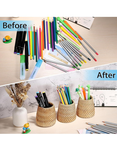 Organizador de Escritorio BTSKY 3 Pack Ratan Hecho a Mano