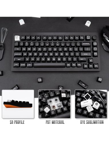 Juego de Teclas Mecánicas PBT 160 Teclas Negras SA GEKUCAP