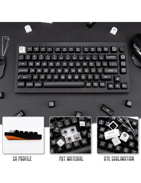 Juego de Teclas Mecánicas PBT 160 Teclas Negras SA GEKUCAP
