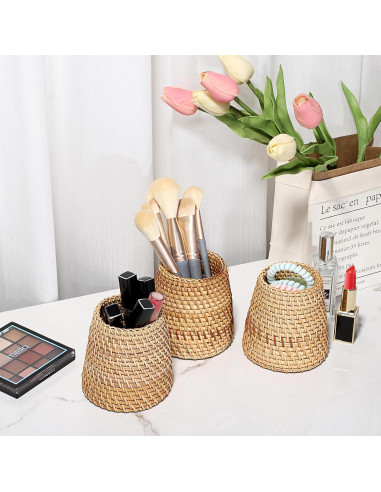 Organizador de Escritorio BTSKY 3 Pack Ratan Hecho a Mano