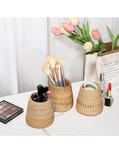 Organizador de Escritorio BTSKY 3 Pack Ratan Hecho a Mano