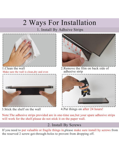 Estante de Pared Adhesivo MATIMASU Negro Acrílico 18.5x10.8 cm