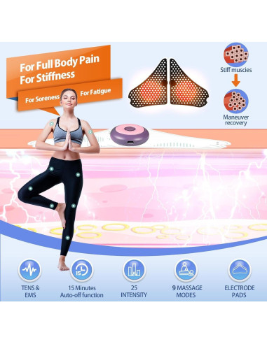 Unidad TENS Inalámbrica MDIBZCA para Alivio del Dolor - 2 Almohadillas