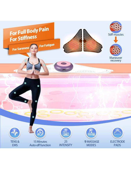 Unidad TENS Inalámbrica MDIBZCA para Alivio del Dolor - 2 Almohadillas