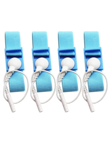 Correas de Muñeca Estimulantes Ajustables 4pcs Azul + Cables Blancos
