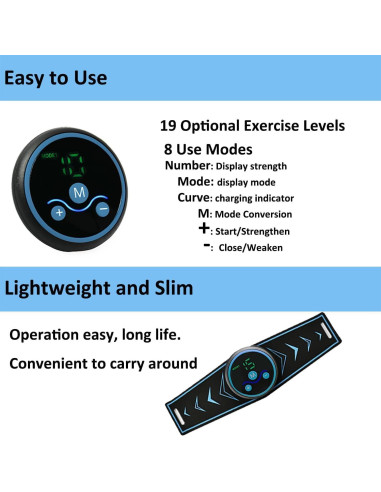 Cinturón de Fitness Erysin Estimulador Muscular 0.39 kg