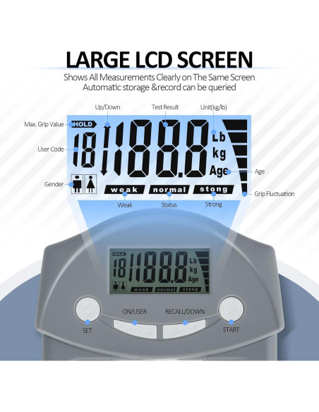 Dinamómetro de Agarre KYTO 220 Lbs Ajustable con Pantalla LCD