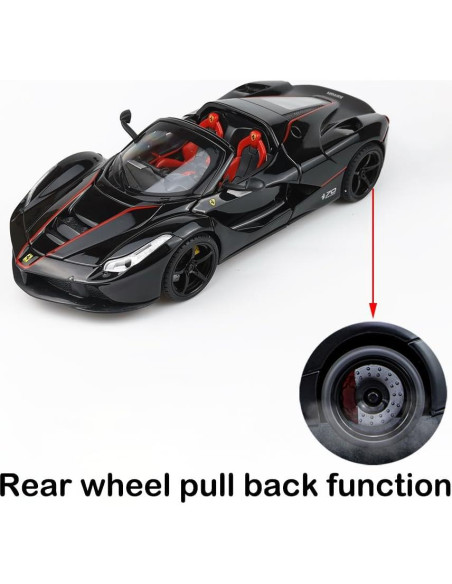 Coche de Juguete LaFerrari Negro 1:24 iLooboo con Luz y Sonido Coche de Juguete LaFerrari Negro 1:24 iLooboo con Luz y Sonido