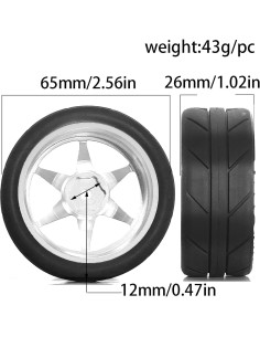 Neumáticos y Ruedas RC 1:10 Dantenron Plata 65mm 4 Piezas 2
