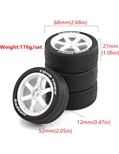 Neumáticos y Ruedas RC 1/10 Dantenron Touring 68mm 4Pcs 2