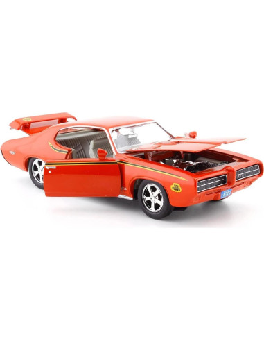 Modelo de Coche Diecast 1969 Pontiac GTO Naranja 1/24