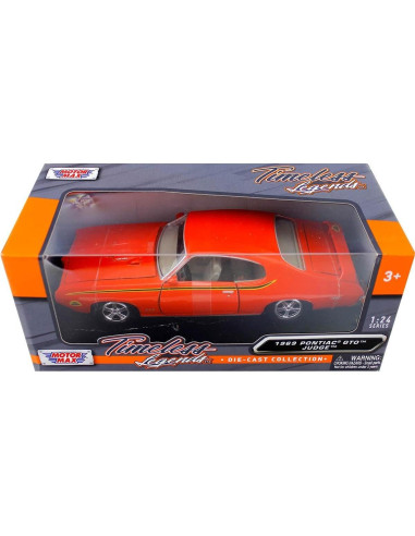 Modelo de Coche Diecast 1969 Pontiac GTO Naranja 1/24