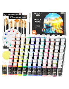 Set de Pintura Acrílica Shuttle Art 100 Colores 60ml con Pinceles