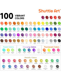 Set de Pintura Acrílica Shuttle Art 100 Colores 60ml con Pinceles 2