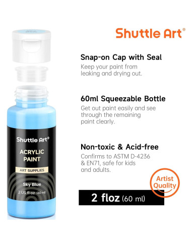 Set de Pintura Acrílica Shuttle Art 100 Colores 60ml con Pinceles