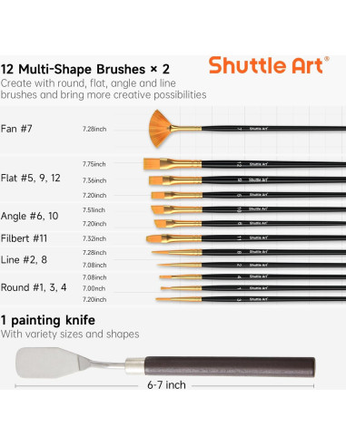 Set de Pintura Acrílica Shuttle Art 100 Colores 60ml con Pinceles