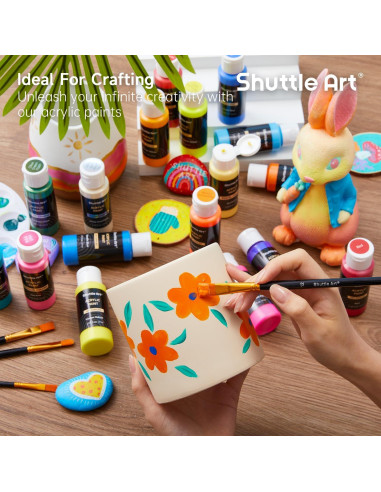 Set de Pintura Acrílica Shuttle Art 100 Colores 60ml con Pinceles
