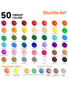 Set de 50 Pinturas Acrílicas Shuttle Art 60ml, No Tóxicas 2