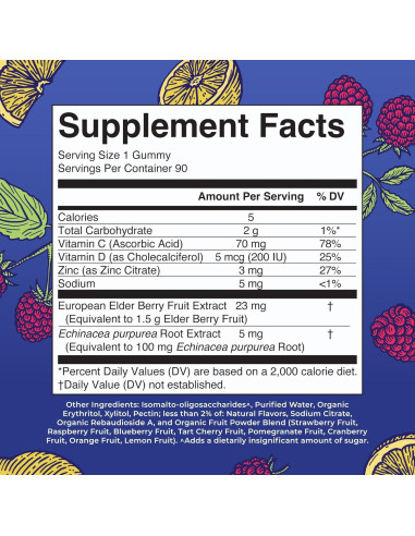 Gominolas Inmunidad MaryRuth 90ct | Vitamina C, D, Zinc, Veganas