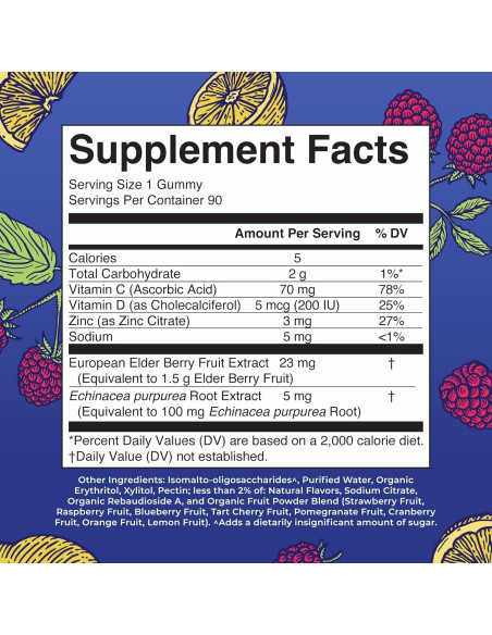 Gominolas Inmunidad MaryRuth 90ct | Vitamina C, D, Zinc, Veganas Gominolas Inmunidad MaryRuth 90ct | Vitamina C, D, Zinc, Veganas