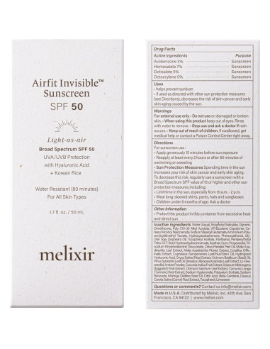 Protector Solar Facial Melixir Airfit Invisible SPF 50 50ml