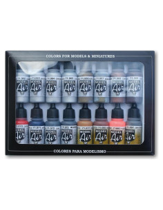 Set de Pintura Acrílica Metálica Vallejo Model Air 17ml x16