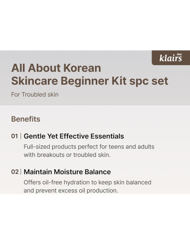 Kit de Cuidado de Piel Coreano DearKlairs 4 Piezas