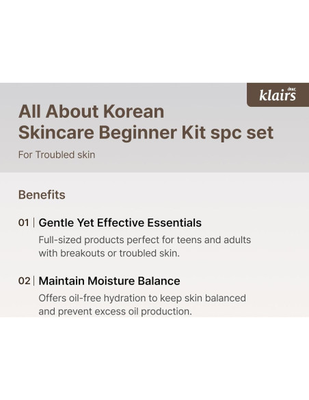 Kit de Cuidado de Piel Coreano DearKlairs 4 Piezas