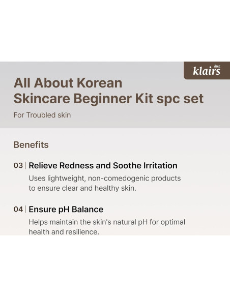 Kit de Cuidado de Piel Coreano DearKlairs 4 Piezas