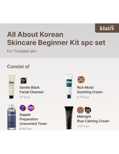 Kit de Cuidado de Piel Coreano DearKlairs 4 Piezas