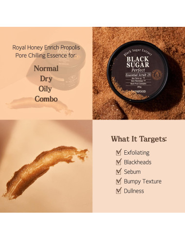 Exfoliante Facial SKINFOOD Azúcar Negro 210g Hidratante