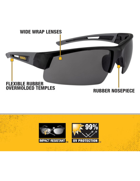 Gafas de Seguridad DEWALT DPG100-2D - Lente Ahumado - ANSI Z87.1+