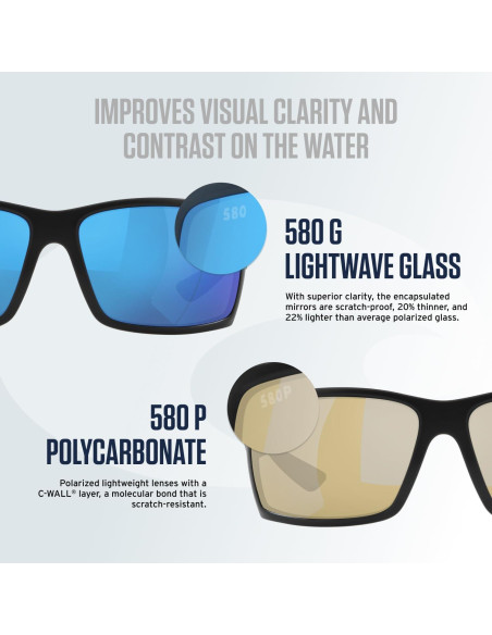 Gafas de sol rectangulares Costa Del Mar Clemente 580G púrpura