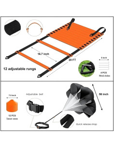 Kit de Entrenamiento de Agilidad ANSLYQA 20 Pcs con Escalera 2