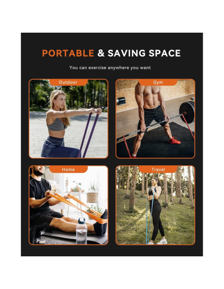 Bandas de Asistencia SUNPOW - Juego 5 Bandas Resistencia 5-65.8 kg