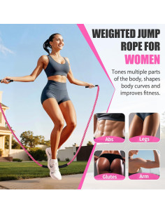 Cuerda de Saltar con Peso KUZARO 0.68 kg Rosa para Fitness 2