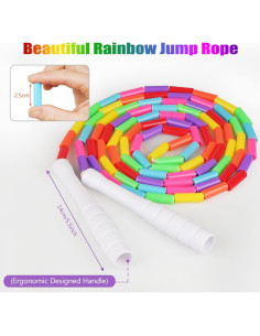 Cuerda de Saltar con Perlas Fezog 2 Paquetes Arcoíris 2.13m 2