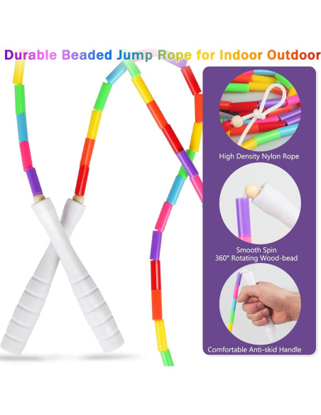 Cuerda de Saltar con Perlas Fezog 2 Paquetes Arcoíris 2.13m