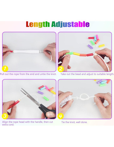 Cuerda de Saltar con Perlas Fezog 2 Paquetes Arcoíris 2.13m