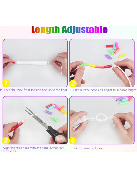 Cuerda de Saltar con Perlas Fezog 2 Paquetes Arcoíris 2.13m