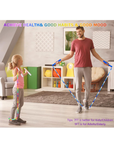 Cuerda de Saltar con Perlas Fezog 2 Paquetes Arcoíris 2.13m