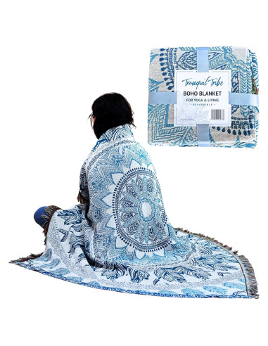 Manta Boho Tranquil Tribe Reversible 178x132cm Yoga Meditación