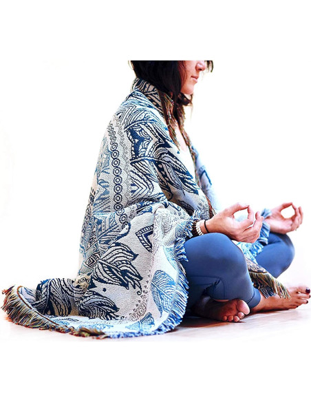Manta Boho Tranquil Tribe Reversible 178x132cm Yoga Meditación Manta Boho Tranquil Tribe Reversible 178x132cm Yoga Meditación