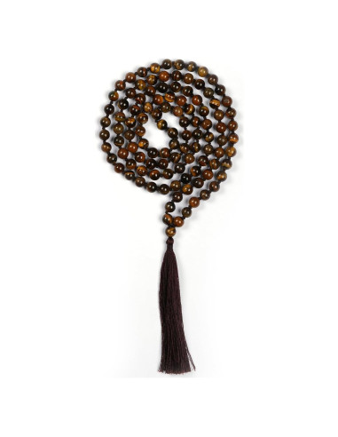 Collar de cuentas mala 108 de ojo de tigre amarillo 8mm