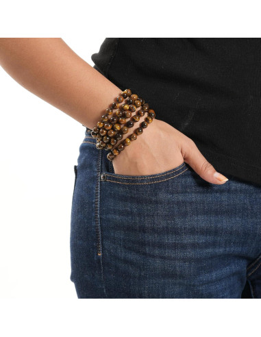 Collar de cuentas mala 108 de ojo de tigre amarillo 8mm