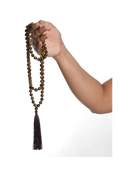 Collar de cuentas mala 108 de ojo de tigre amarillo 8mm