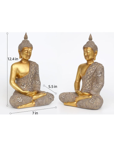 Estatua de Buda Dorada 33 cm - Decoración Zen para Hogar