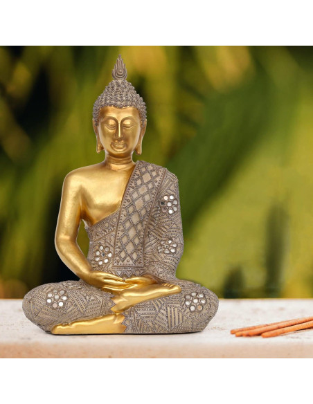 Estatua de Buda Dorada 33 cm - Decoración Zen para Hogar