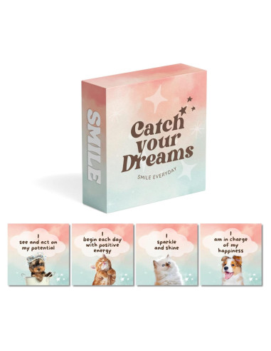 Tarjetas de Afirmación Impermeables Catchyourdreams - 50 Mensajes Positivos